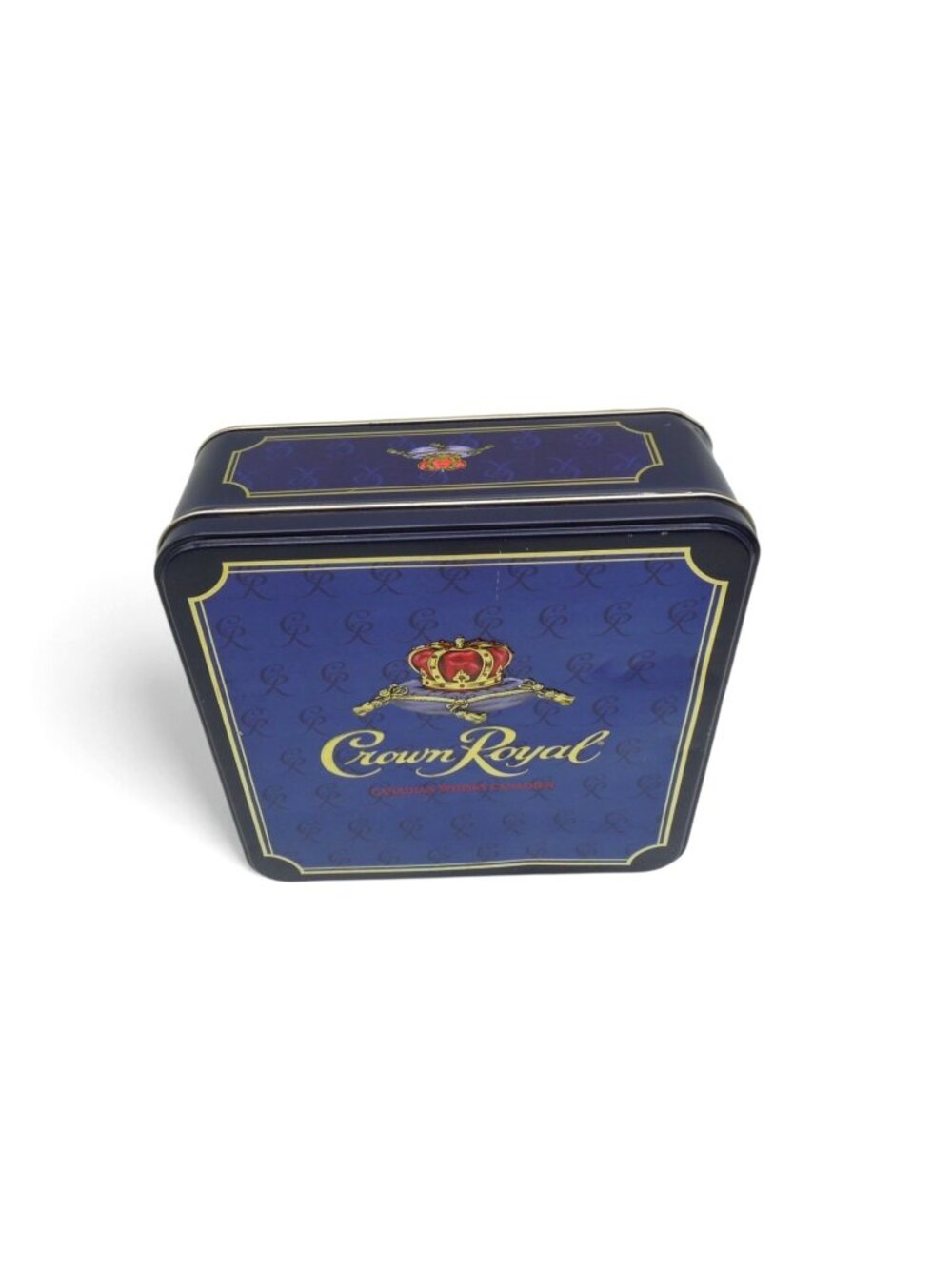 Crown Royal Metal Storage Tin Blue Gold Square Gift Box Whiskey Decor